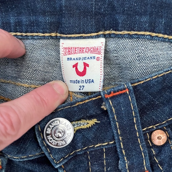VTG Authentic True Religion Women’s Joey Flare Jeans 27x31 Denim Embroidered USA - Picture 3 of 8